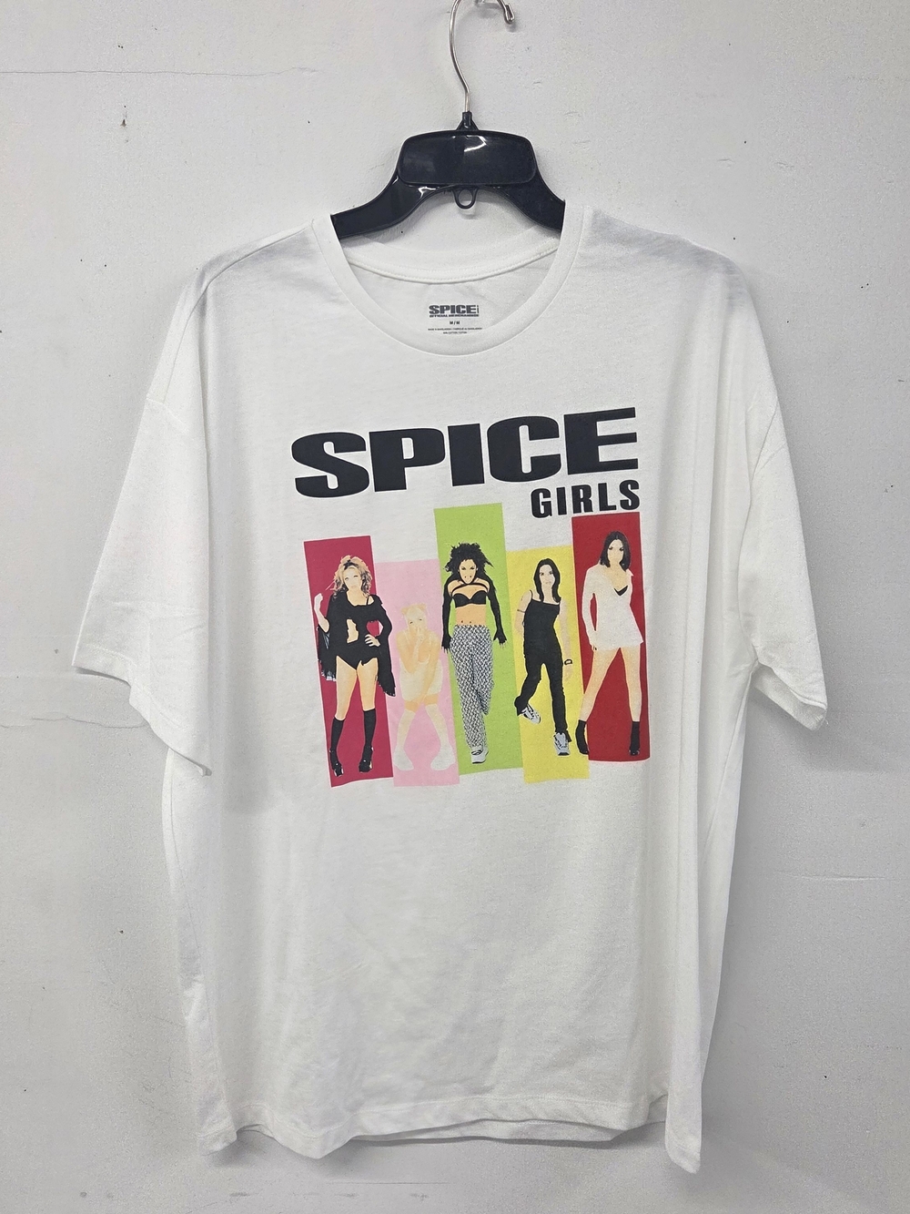 White 'Spice Girls' Graphic Tee with Multicolor Panels
